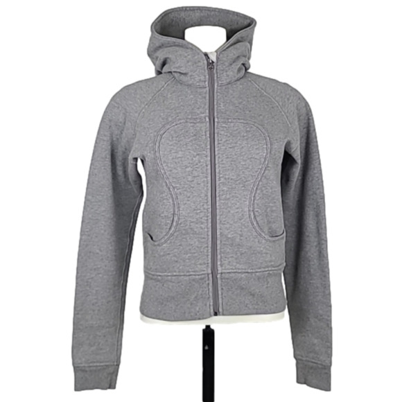 lululemon athletica Tops - Lululemon Scuba Hoodie Heathered  Grey Thick Fleece Lined Pockets Size 6